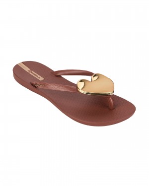 Ipanema Wave Heart Teenslippers Dames Bruin Bruin Goud | 98036-FGST