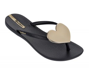 Ipanema Wave Heart Teenslippers Dames Zwart Zwart | 52746-VRWK