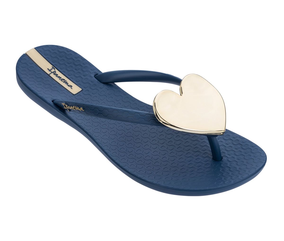 Ipanema Wave Heart Teenslippers Dames Blauw Goud | 04752-CEHQ