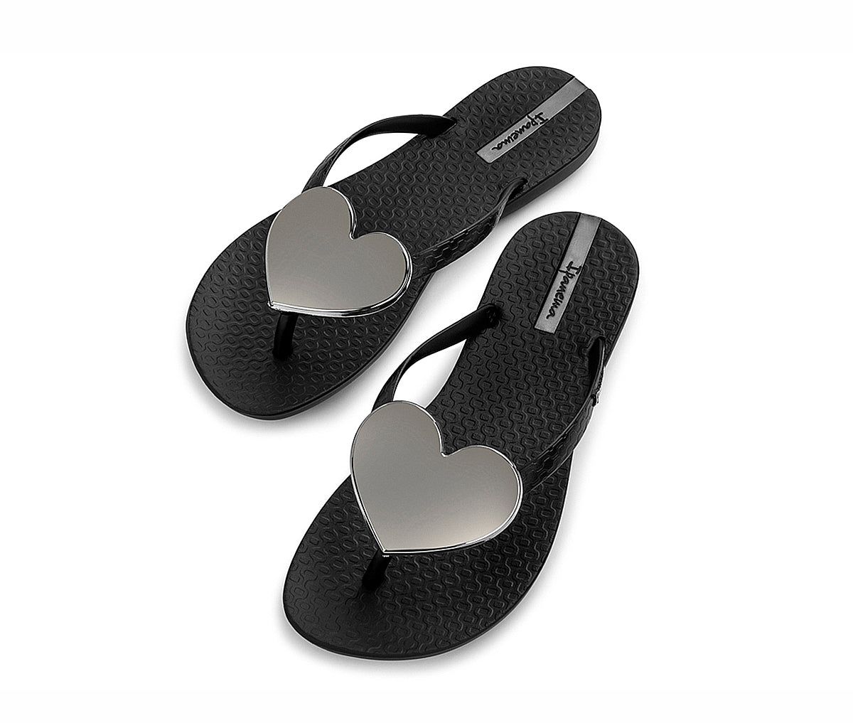 Ipanema Wave Heart Teenslippers Dames Zwart | 47681-WGPR